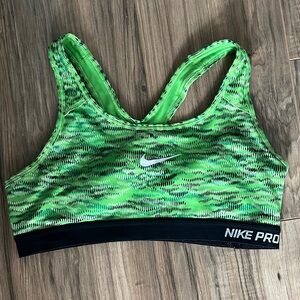 Nike Pro Vibrant Green Patterned Sports Bra
